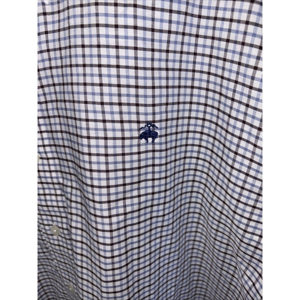 Brooks Brothers Shirt Mens 2XLT Tall Blue Gingham Plaid  Oxford Old Money - Picture 2 of 7